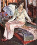 Edvard Munch The Model sitting the bench oil painting